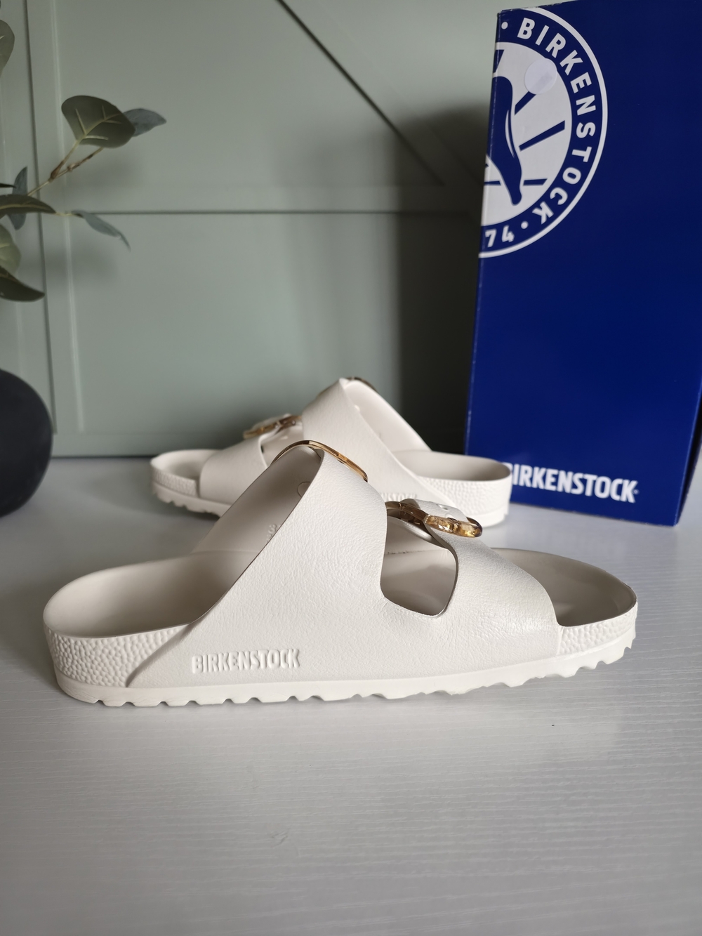 Birkenstock Unisex Arizona EVA Sandals - White with Buckles - Picture 10 of 15